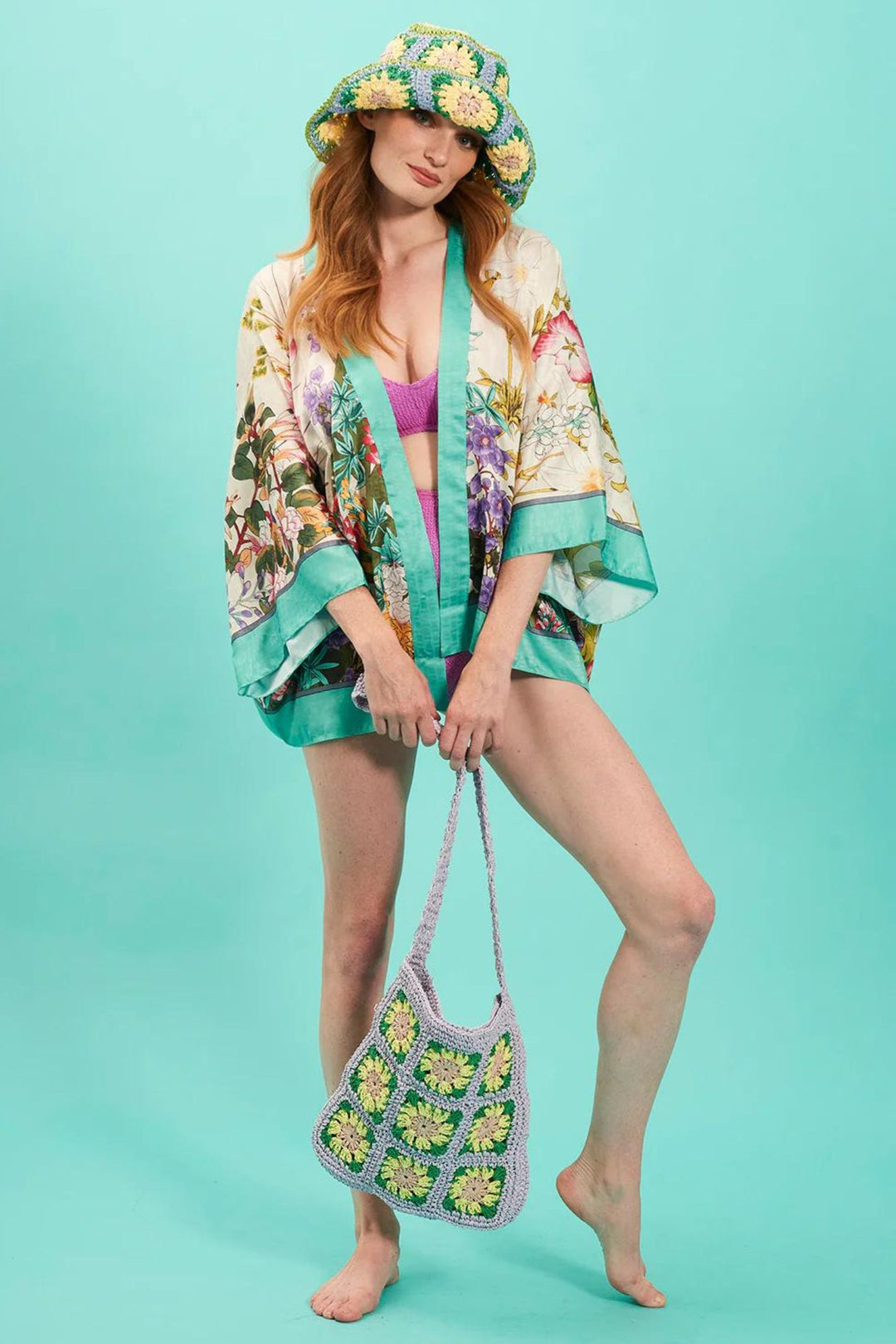 Jayley Cream Floral Print Bamboo Blend Kimono