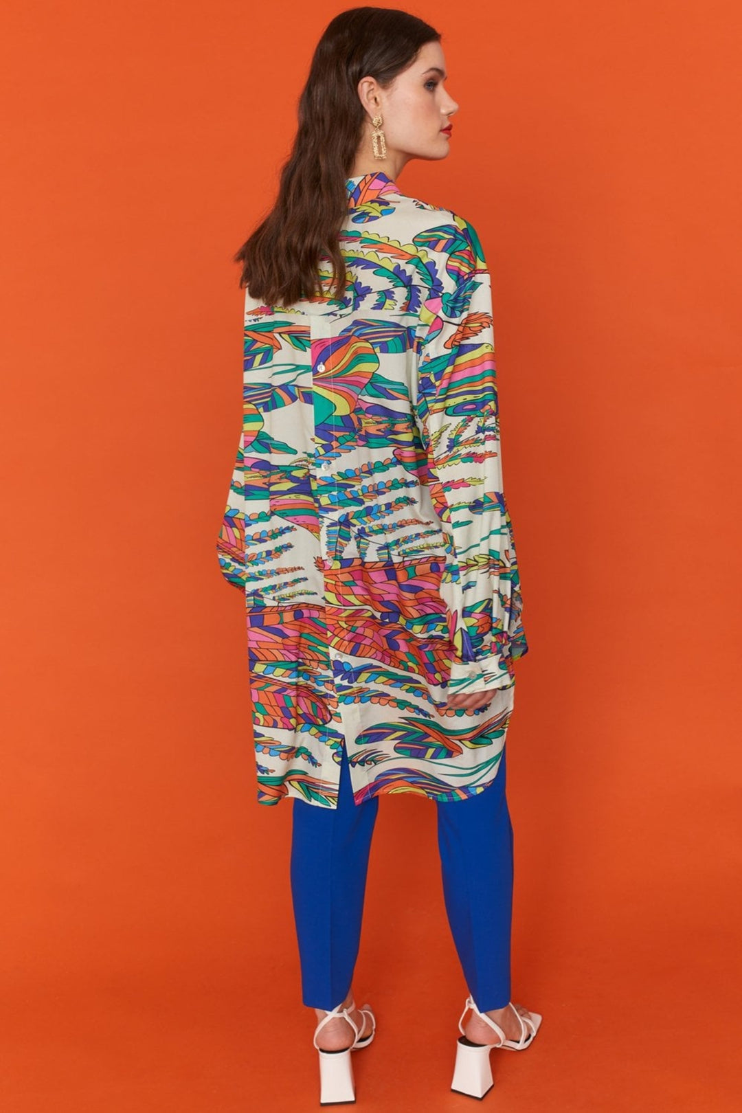 Jayley Havanna Print Silk Blend Oversized Shirt