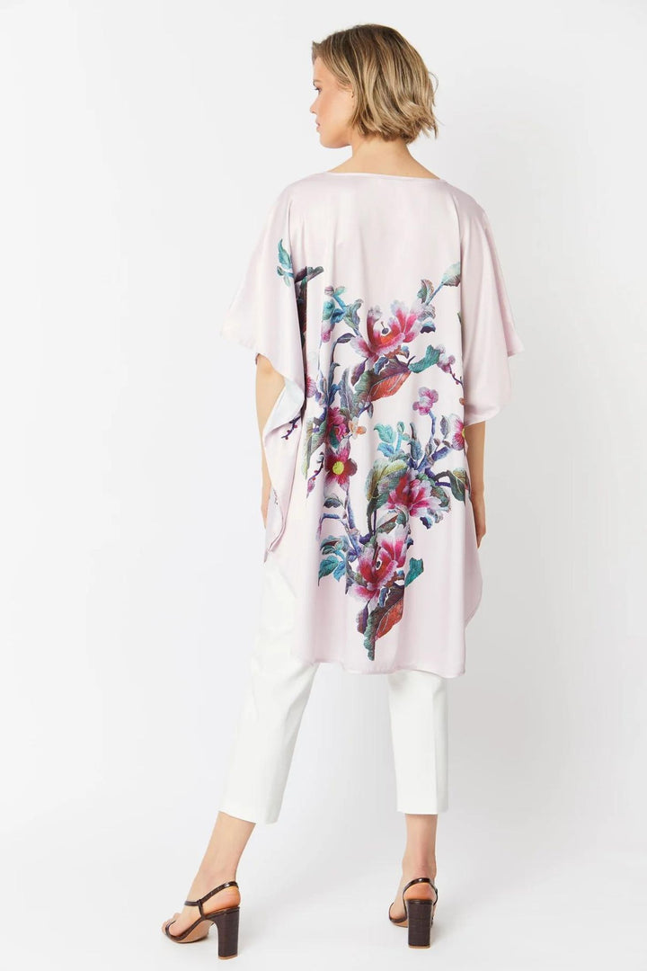 Jayley Pink Floral Printed Silk Kaftan Dress