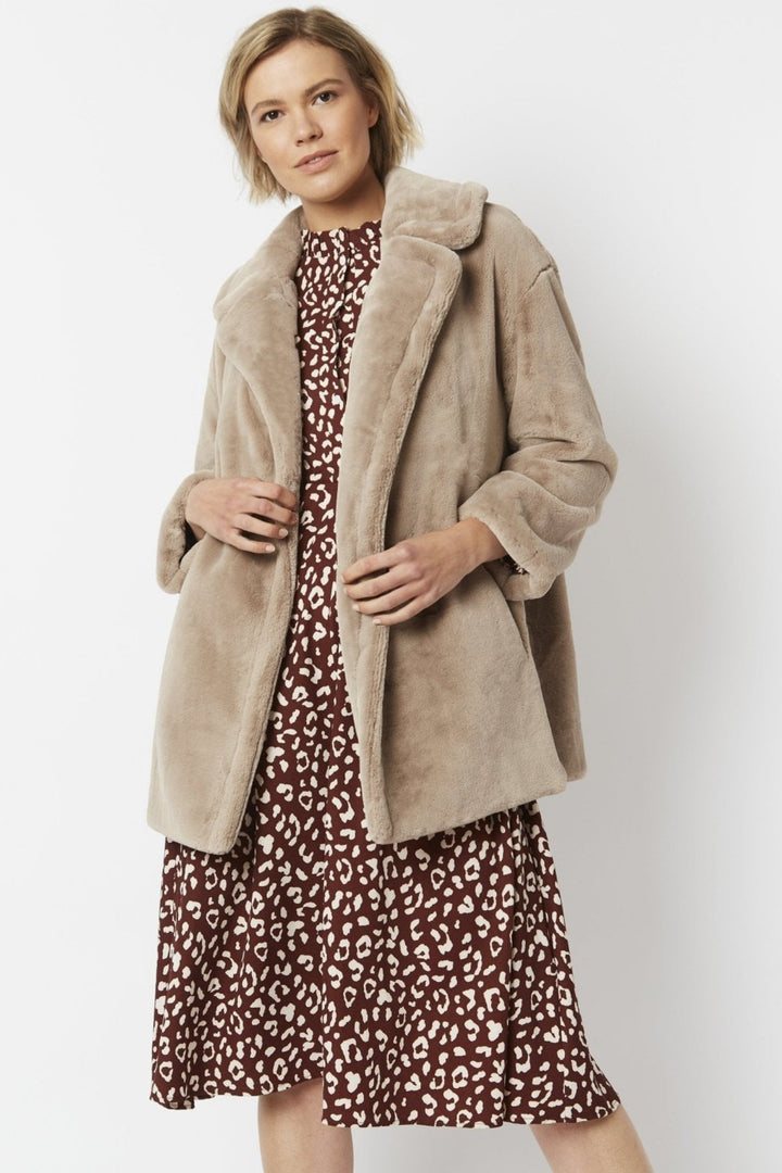 Jayley Mocha Luxurious Faux Fur Coat