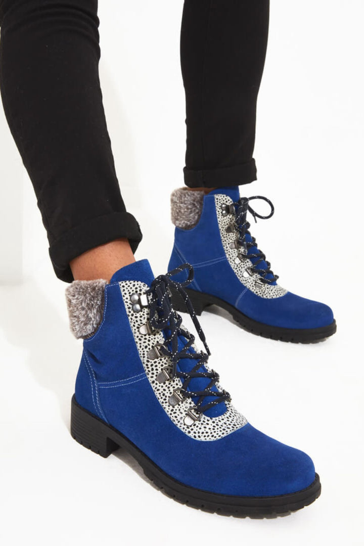 Joe Browns KA320A Cobalt Blue Robyn Suede Chunky Boots