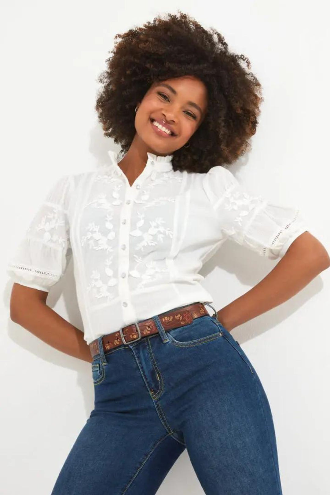 Joe Browns WA341 White Patsy Embroidered Blouse