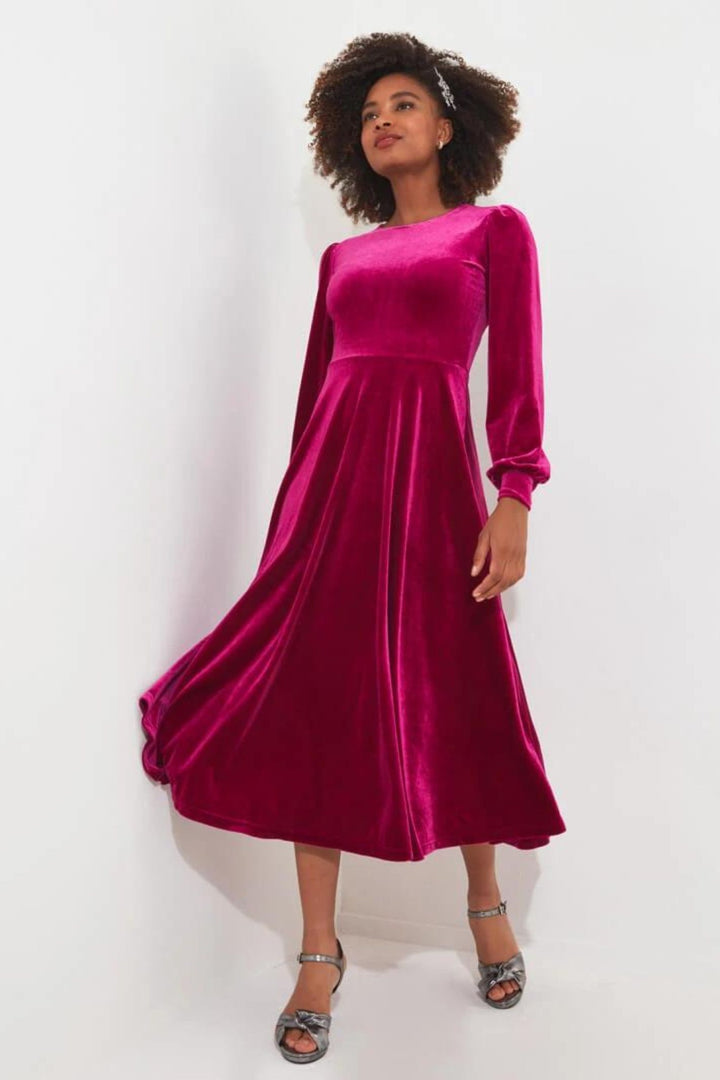 Joe Browns WE883 Magenta Rosetta Velour Dress