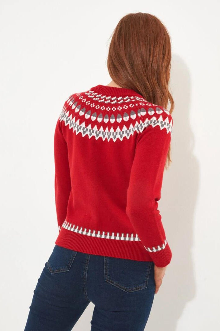 Joe Browns WK685 Red Fun and Fairisle Christmas Cardigan