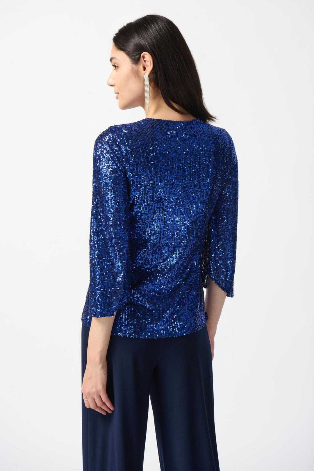 Joseph Ribkoff 234701 Cobalt Blue Sequin Bell Sleeve Top