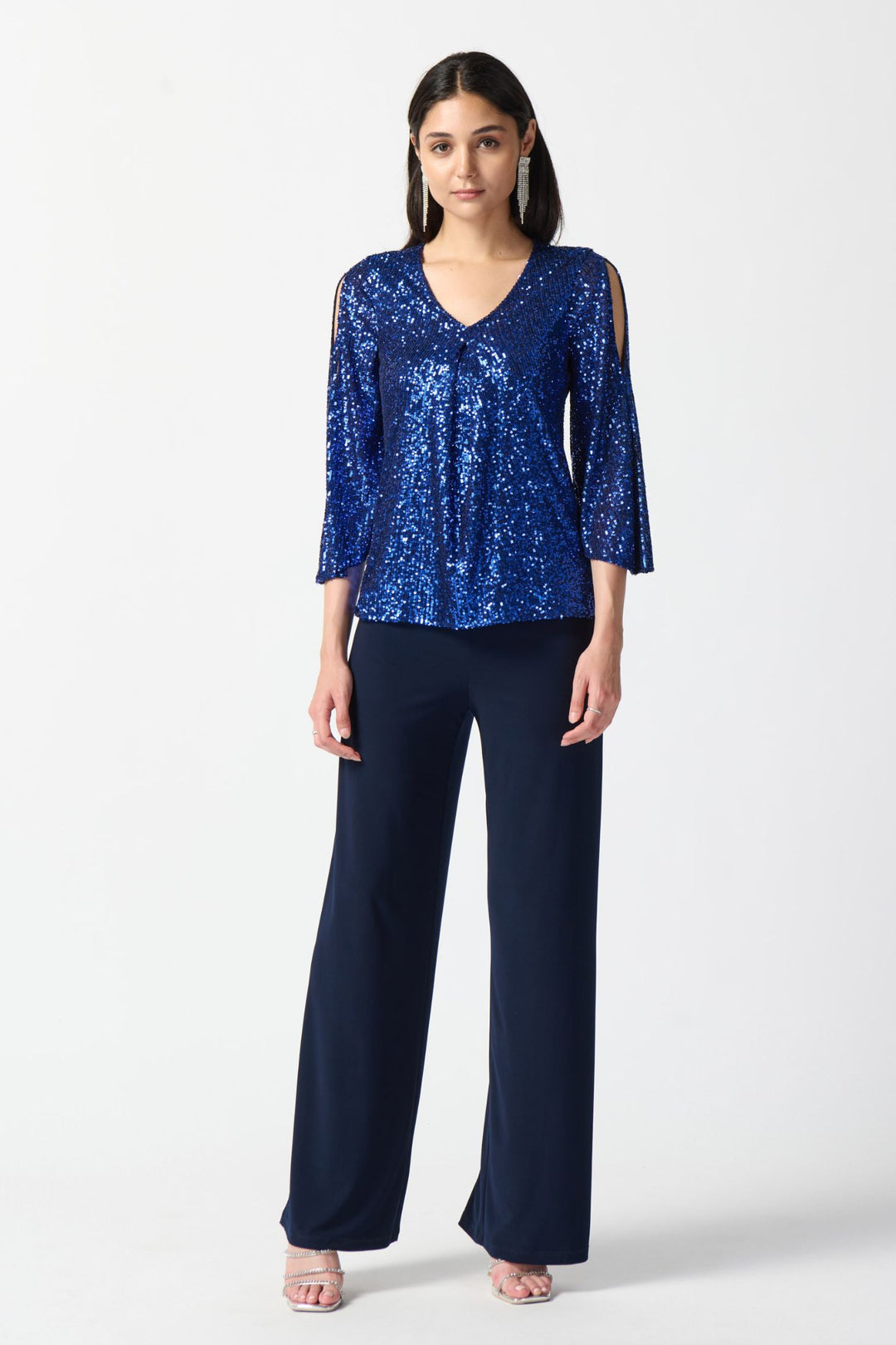 Joseph Ribkoff 234701 Cobalt Blue Sequin Bell Sleeve Top