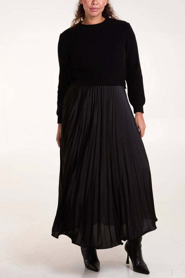 Faux Jumper Dress Black Pleated Skirt