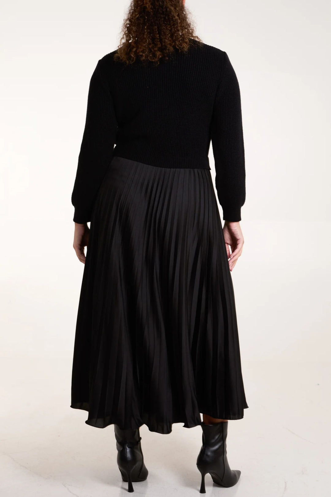 Faux Jumper Dress Black Pleated Skirt
