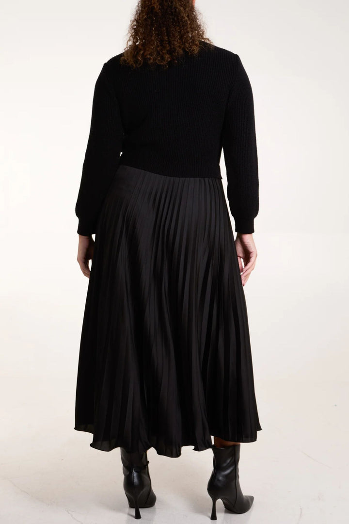 Faux Jumper Dress Black Pleated Skirt