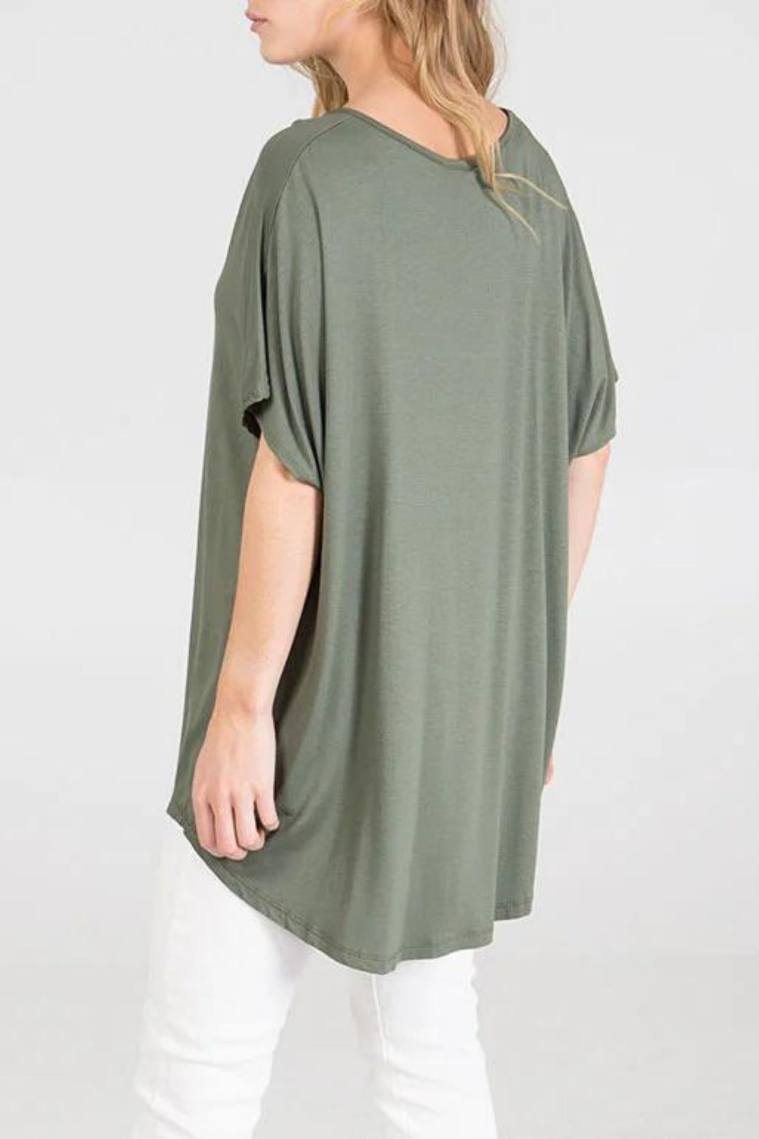 Khaki V-Neck Oversized T-Shirt