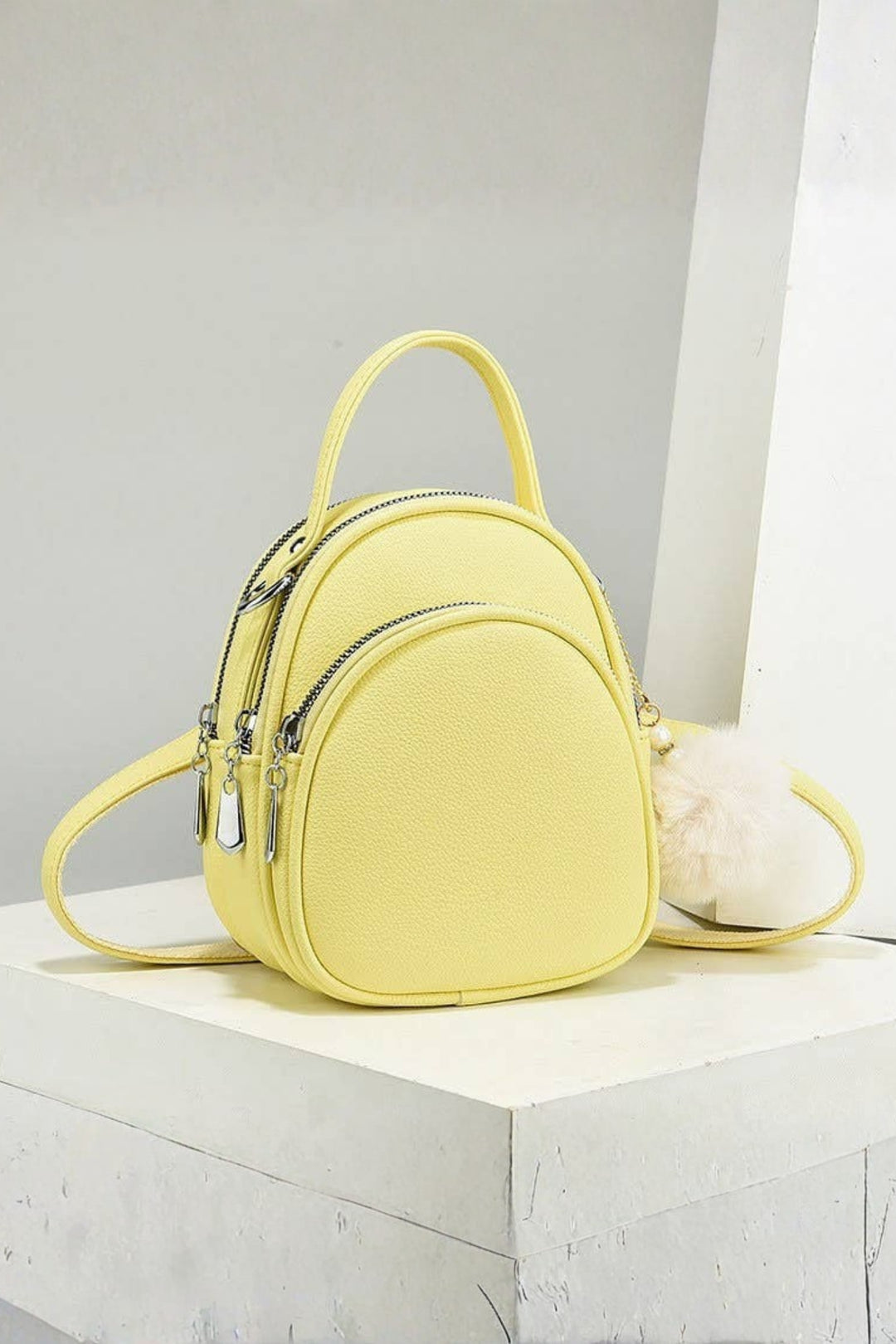 Lemon Sherbet Multi Zipper 3 Way Wear Bag