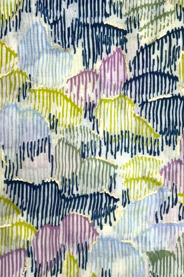 Lime & Dusky Pink Leaf Brush Stroke Print Scarf