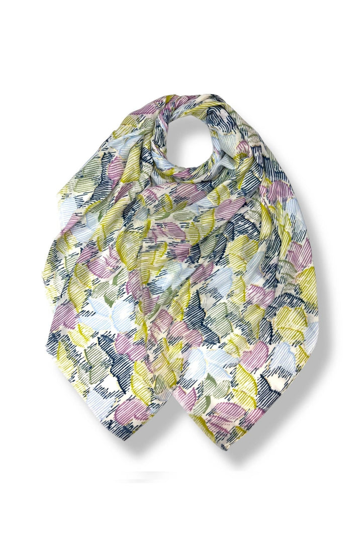 Lime & Dusky Pink Leaf Brush Stroke Print Scarf