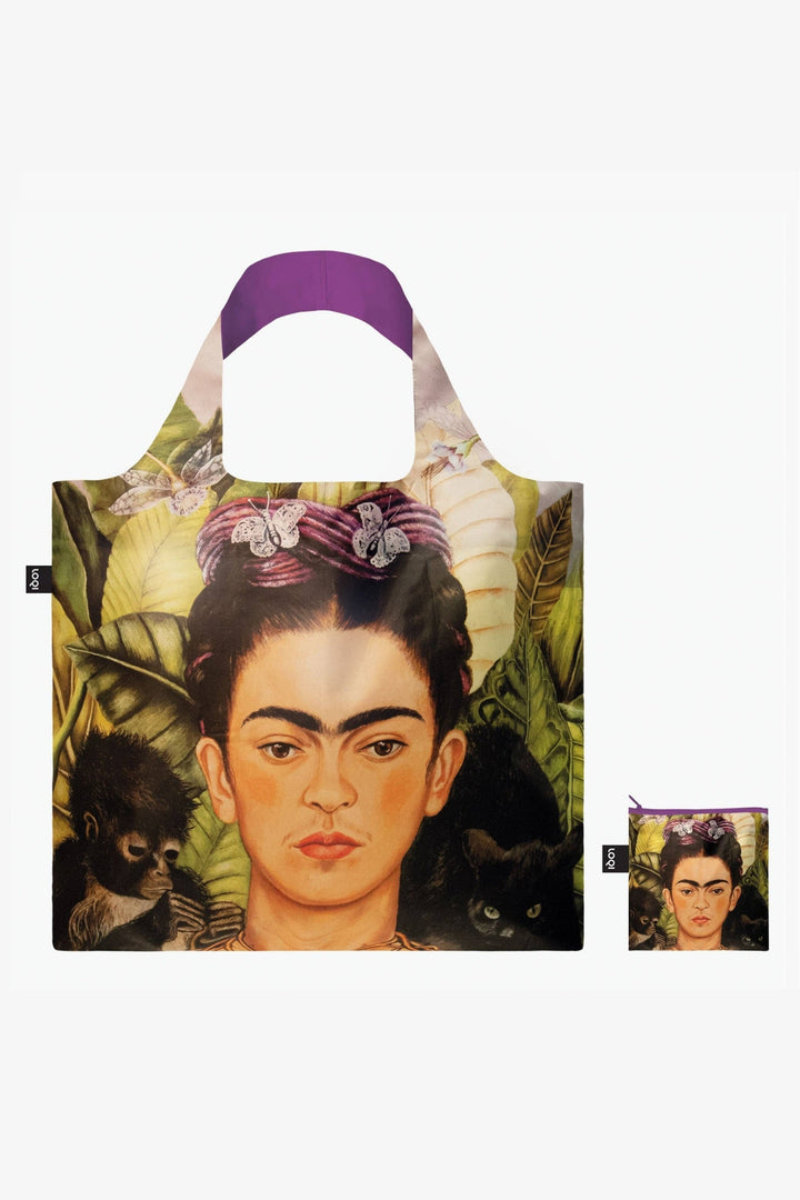 Loqi Frida Kahlo Self Portrait with Hummingbird Foldable Recycled Tote Bag