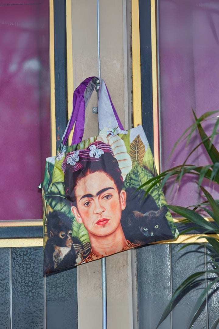 Loqi Frida Kahlo Self Portrait with Hummingbird Foldable Recycled Tote Bag