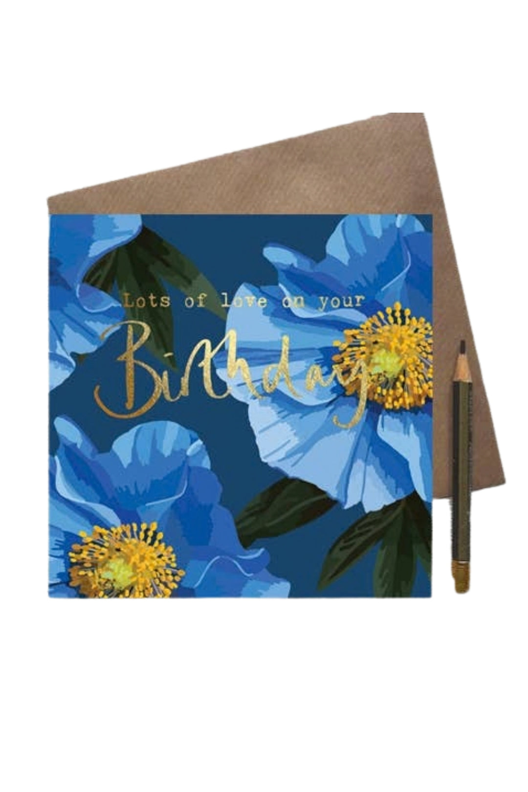 Love on your Birthday Greeting Card Blue Flowers