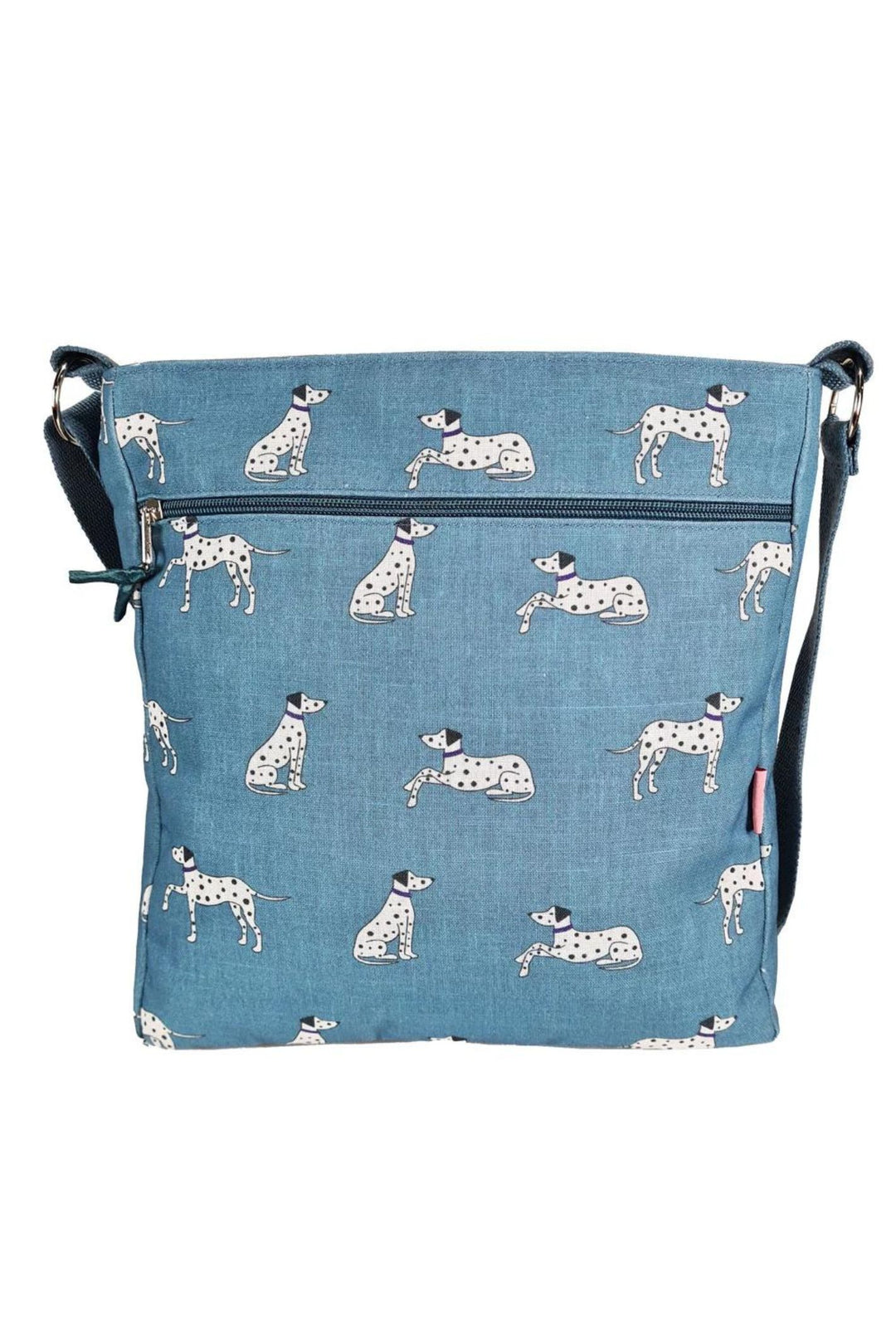 Lua Dusky Blue Dalmatian Print Large Cross Body Bag