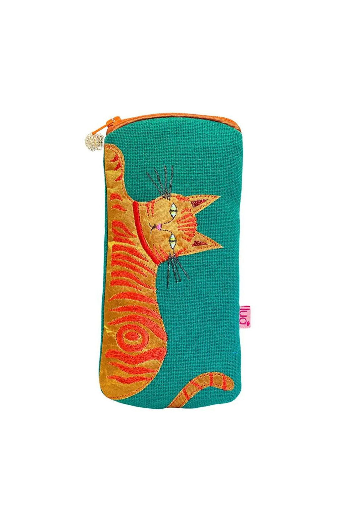 Lua Embroidered Cat Zipped Soft Glasses Case
