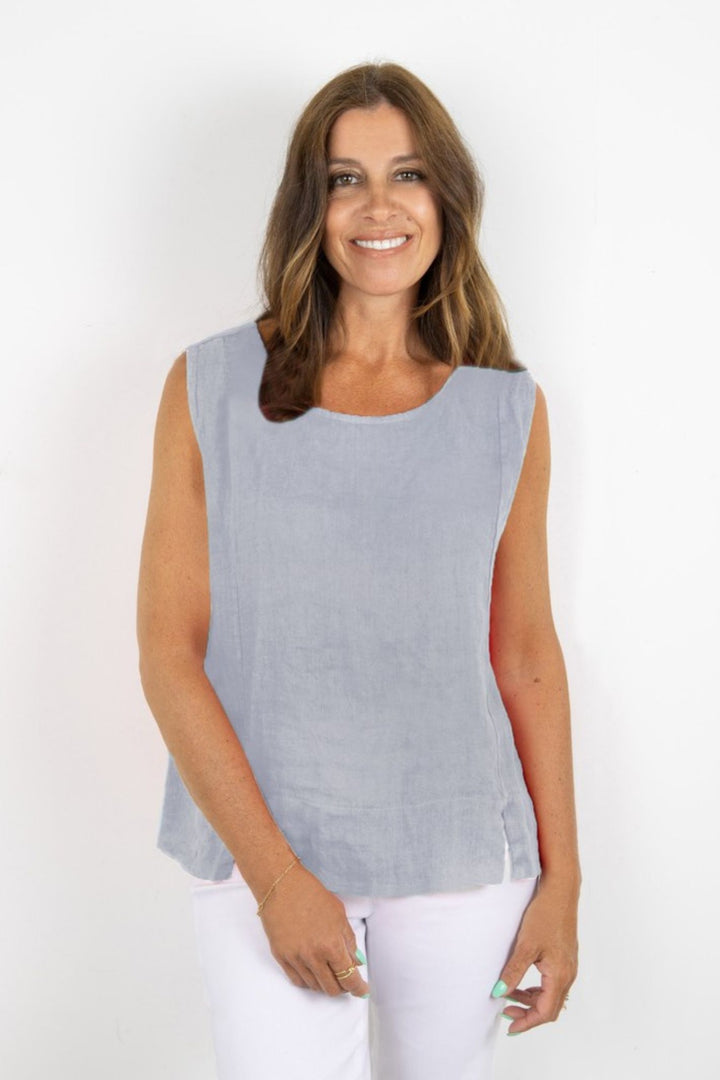 Amazing Woman Grey Lucie Linen Sleeveless Top