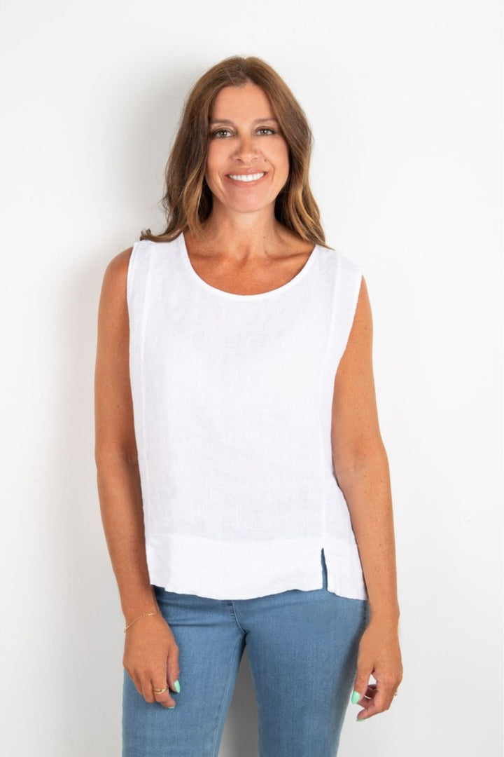 Amazing Woman White Lucie Linen Sleeveless Top
