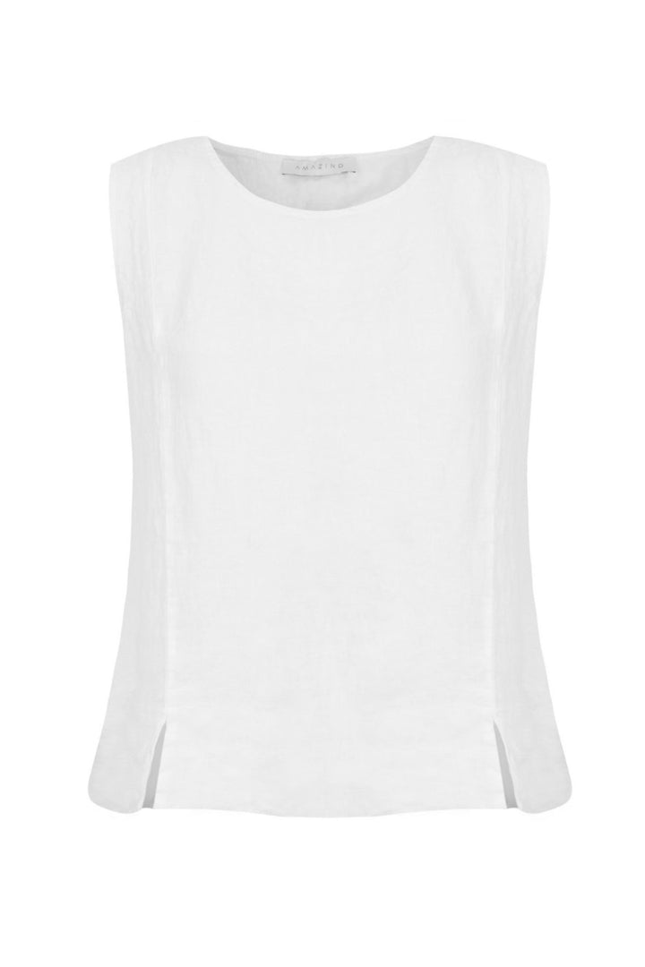 Amazing Woman White Lucie Linen Sleeveless Top