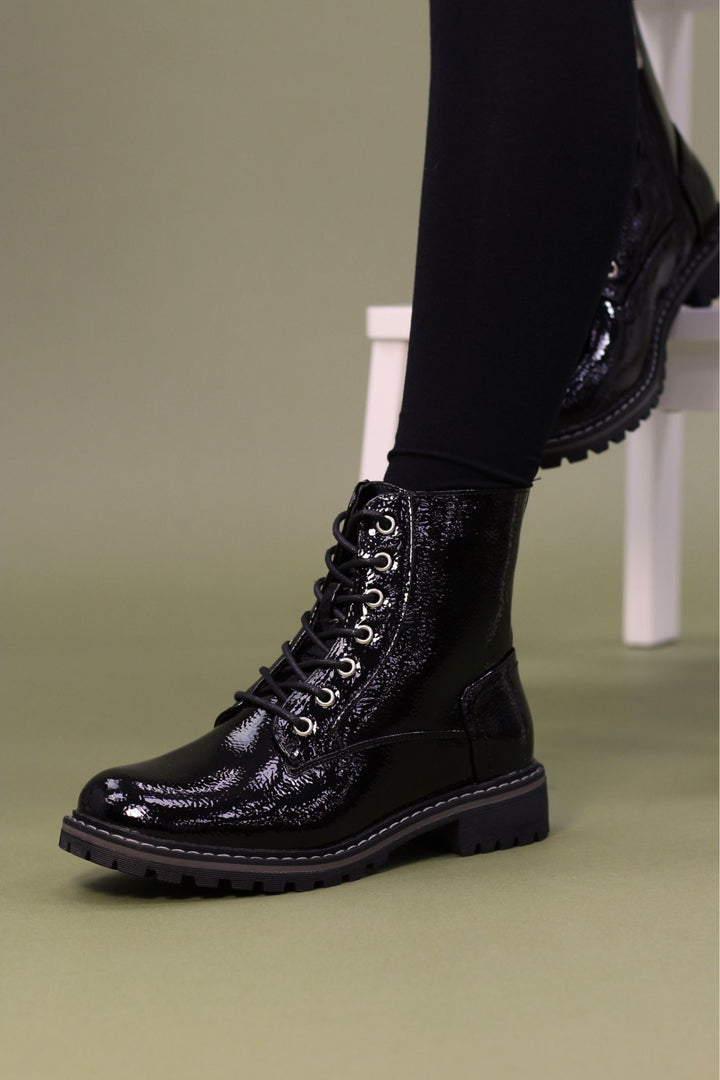 Lunar GLW011 Nala Black Patent Boots