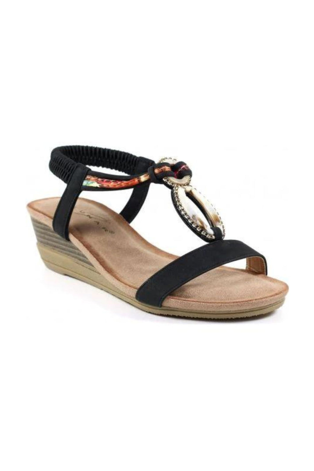 Lunar JLH441 Black Genoa Wedge Sandals – Experience Boutique