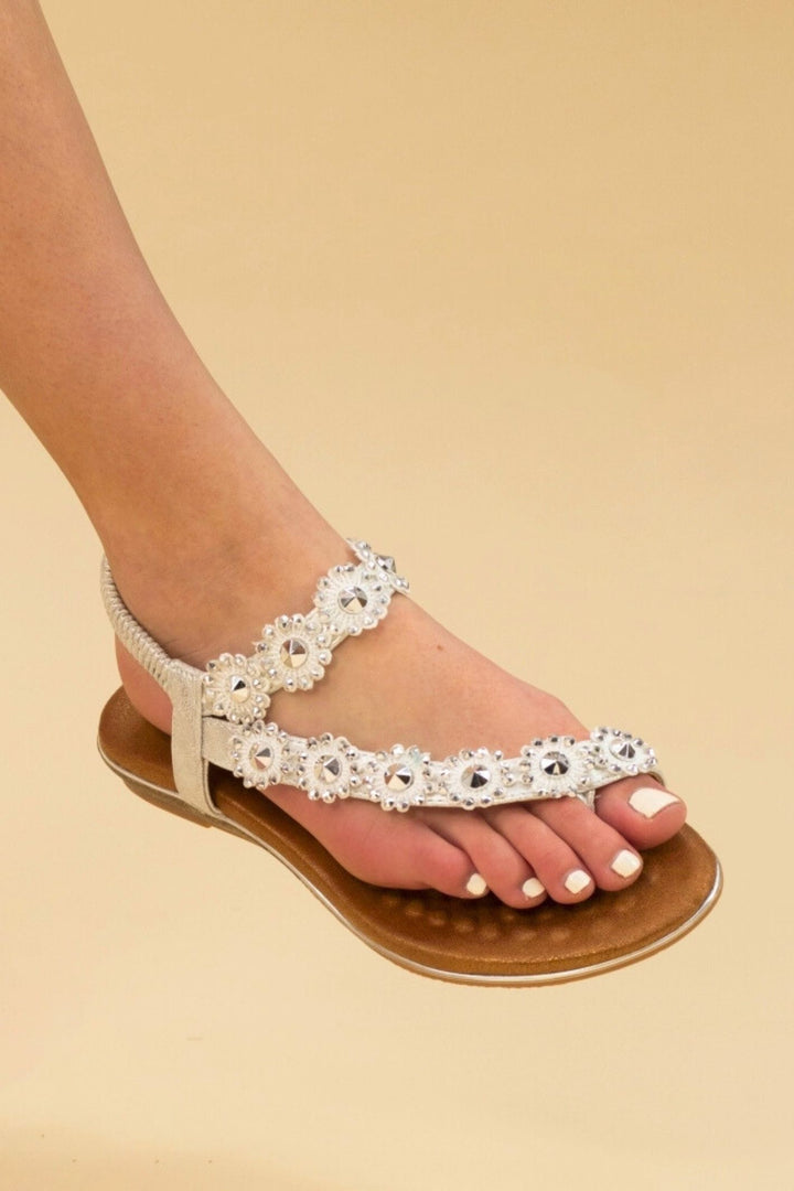 Lunar JLH455 Silver Charlotte II Floral Sandals