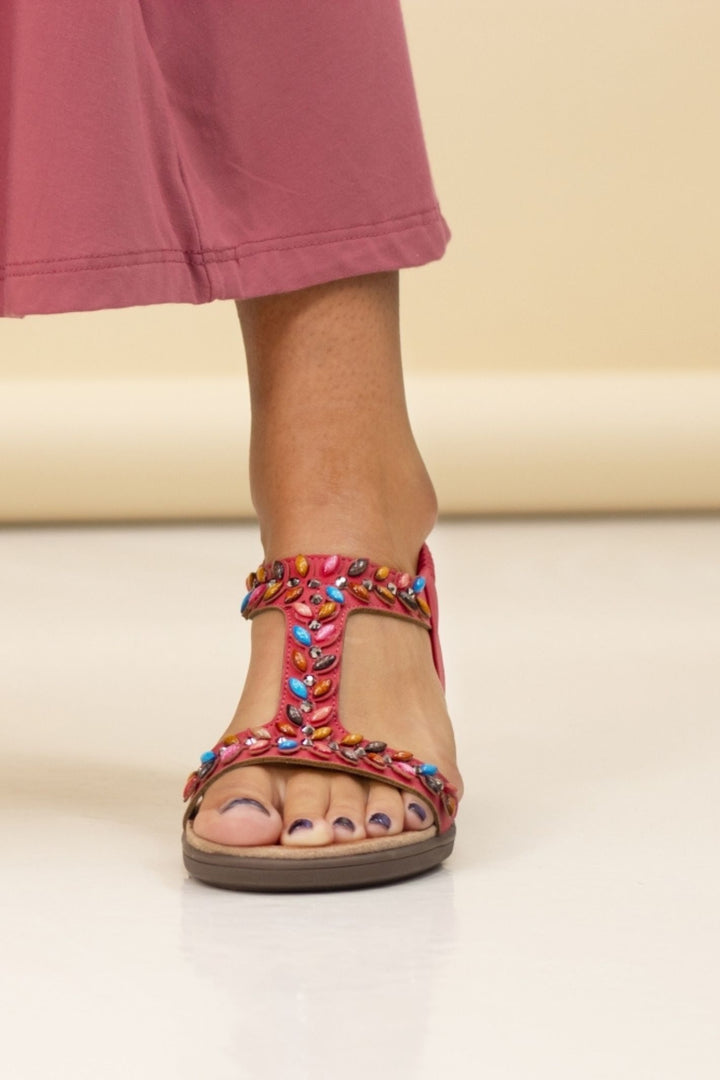 Lunar JLH504 Ravello Red Beaded Sandals