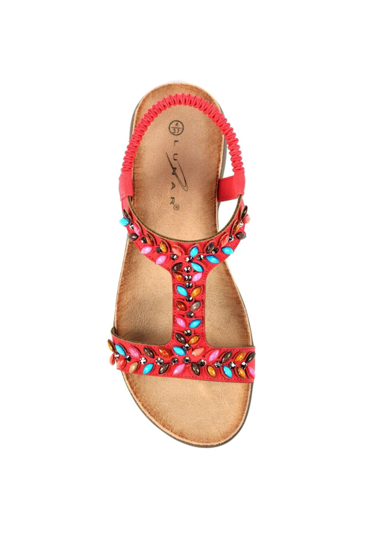Lunar JLH504 Ravello Red Beaded Sandals