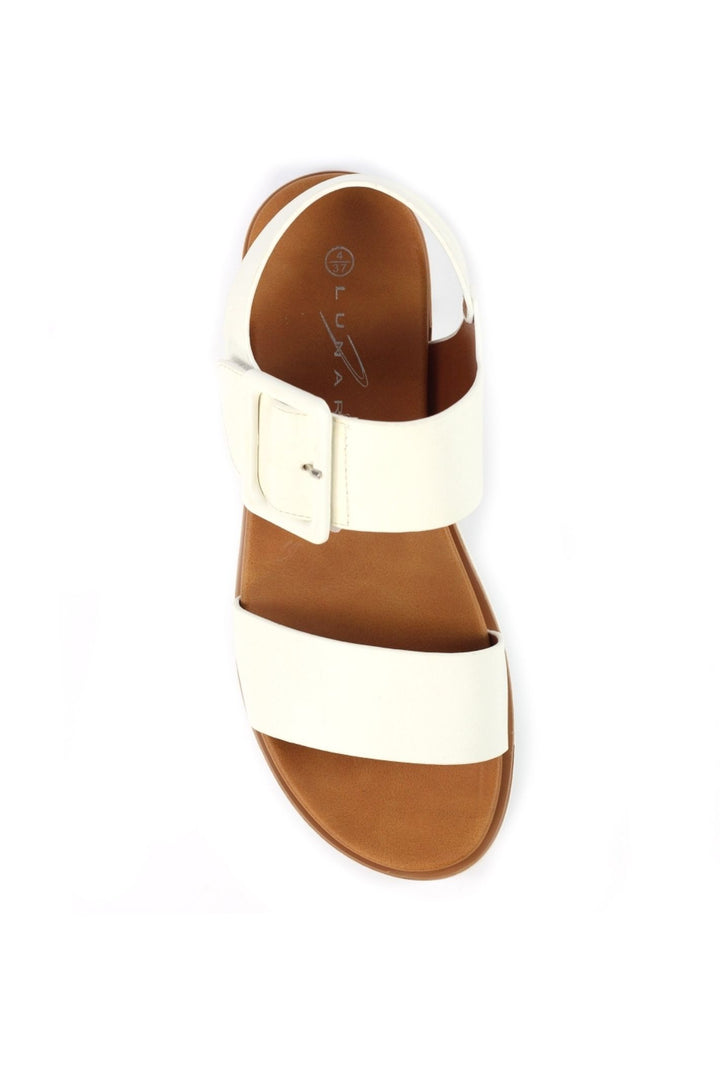 Lunar JLH517 White Cher Velcro Strap Sandals