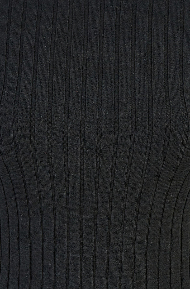 Yumi Black Ribbed Knit Roll Neck Jumper