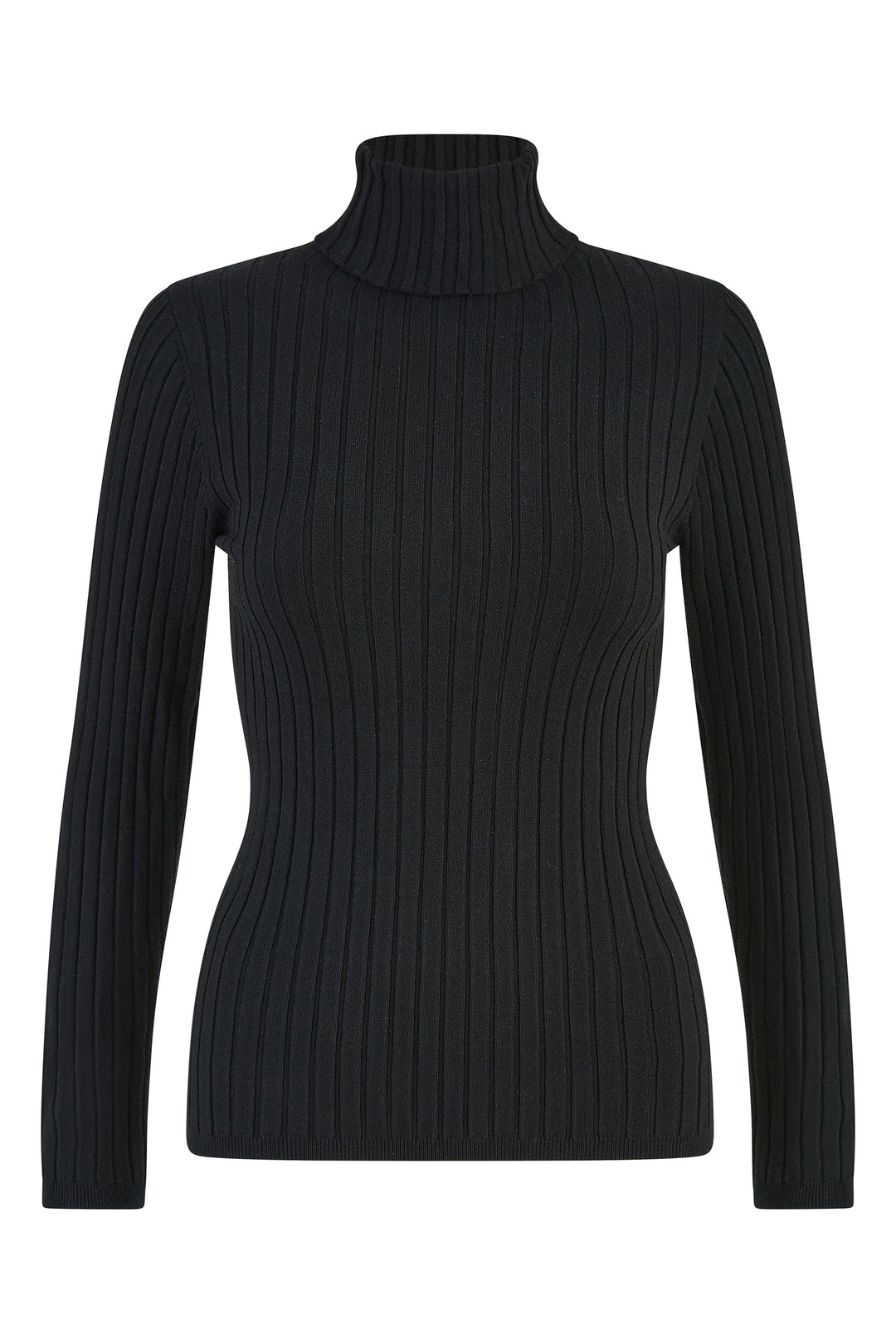 Yumi Black Ribbed Knit Roll Neck Jumper