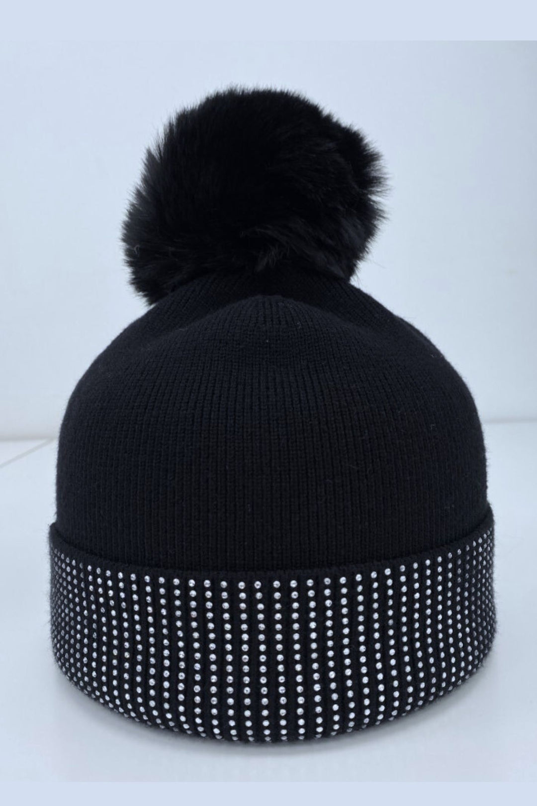 Malissa Black Diamante Embellished Knit Hat