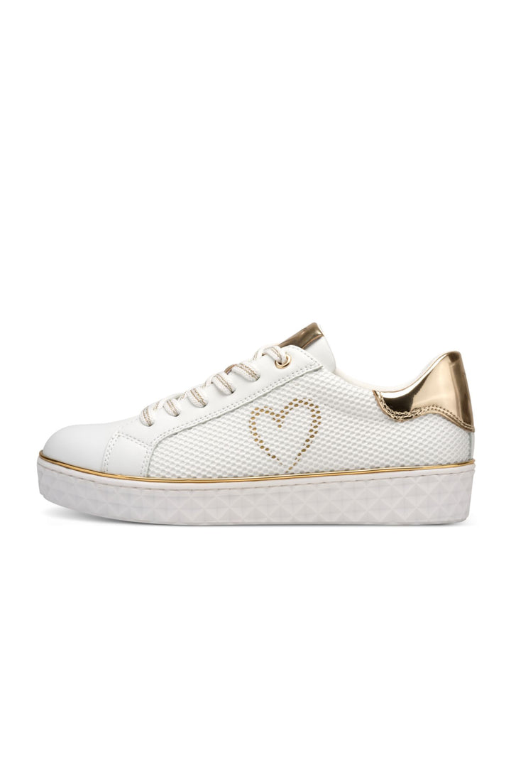 Marco Tozzi White Gold Heart Comb Vegan Trainer 83700