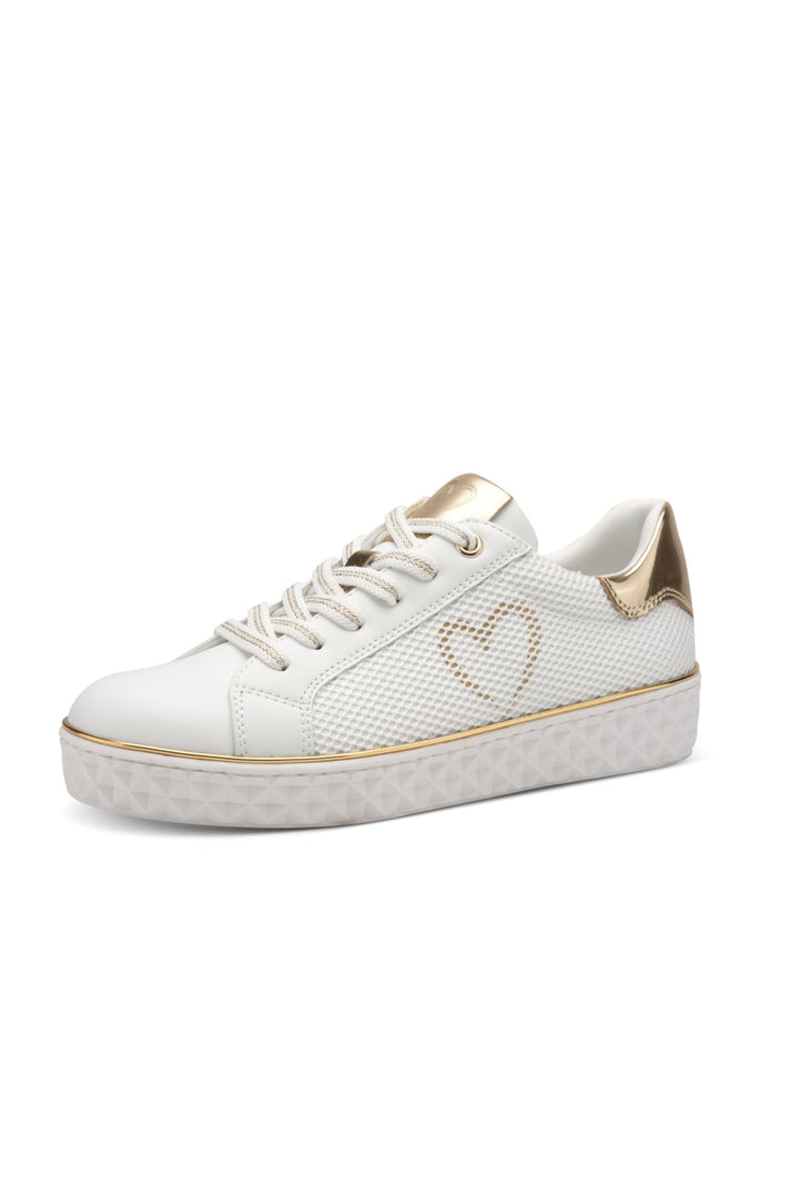 Marco Tozzi White Gold Heart Comb Vegan Trainer 83700