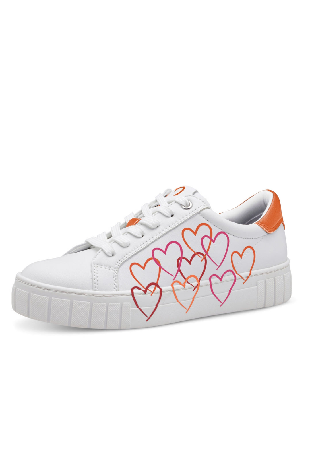 Marco Tozzi White Orange Heart Vegan Trainer 23711 - Experience Boutique