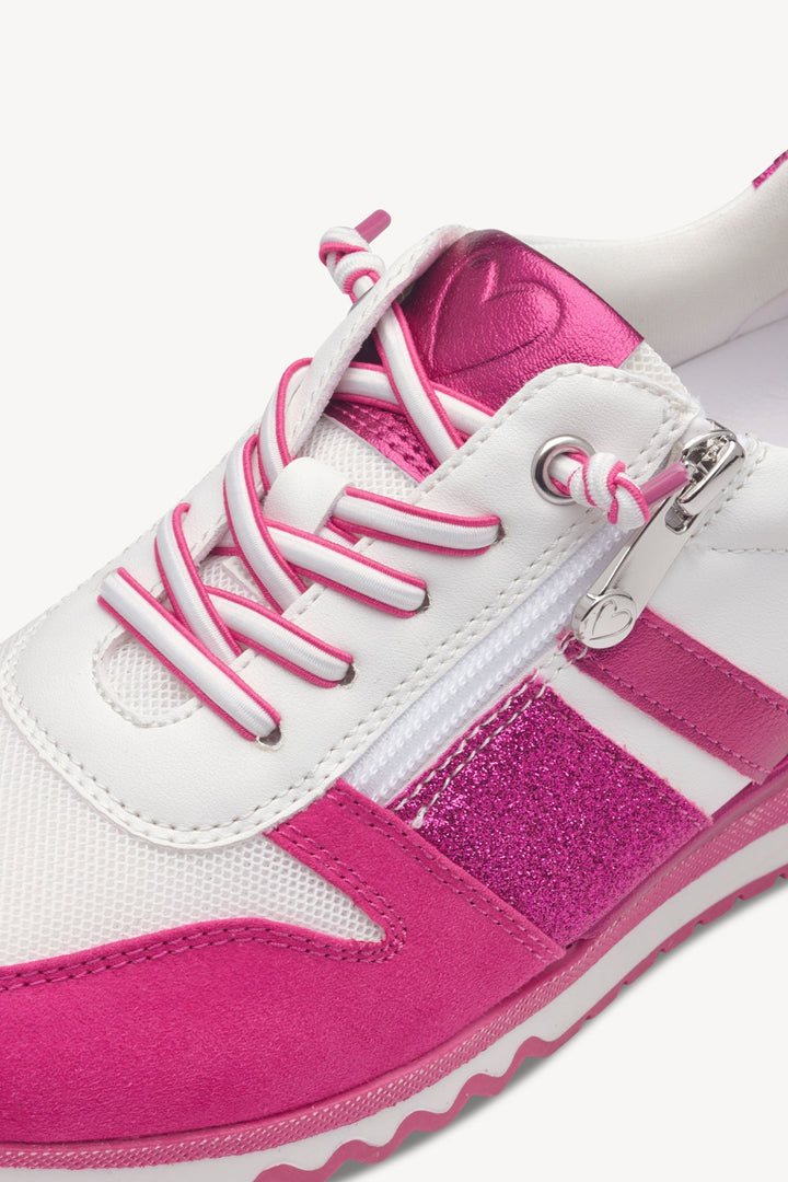 Marco Tozzi White & Pink Glitz Trainers 23707