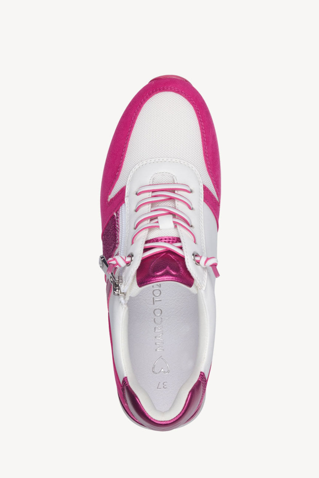 Marco Tozzi White & Pink Glitz Trainers 23707