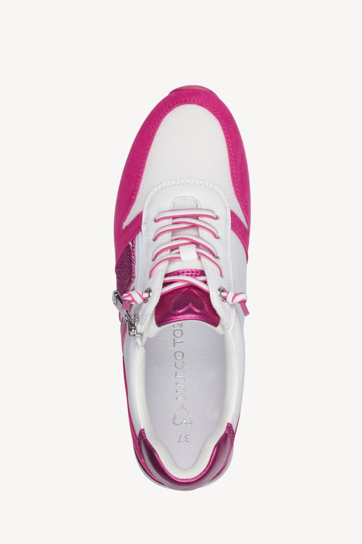 Marco Tozzi White & Pink Glitz Trainers 23707