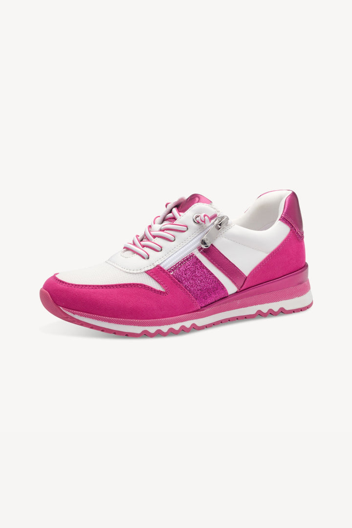 Marco Tozzi White & Pink Glitz Trainers 23707