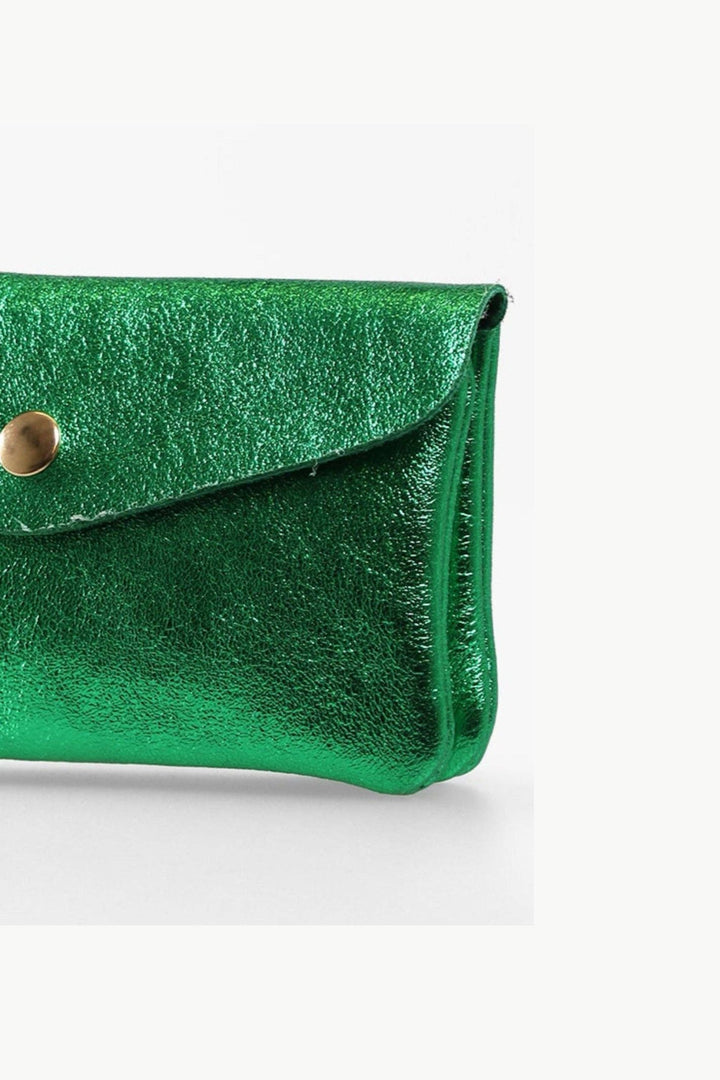 Metallic Green Medium Leather Coin Purse