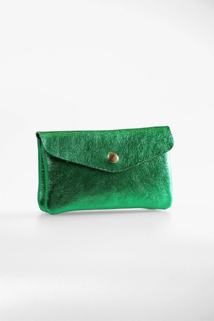 Metallic Green Medium Leather Coin Purse