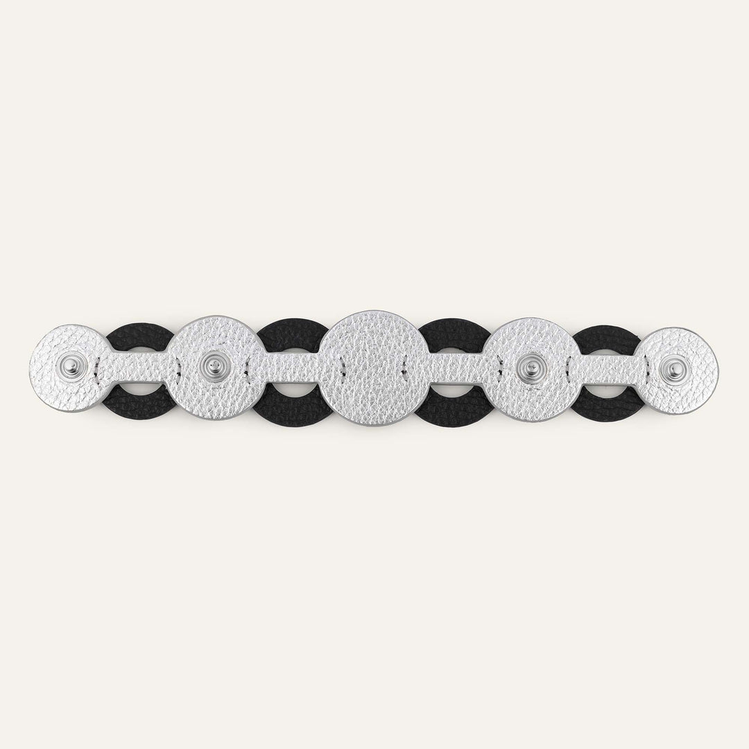 Art Deco Duo | Black Shimmer Metallic Silver with Silver hardware