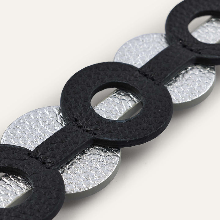 Art Deco Duo | Black Shimmer Metallic Silver with Silver hardware