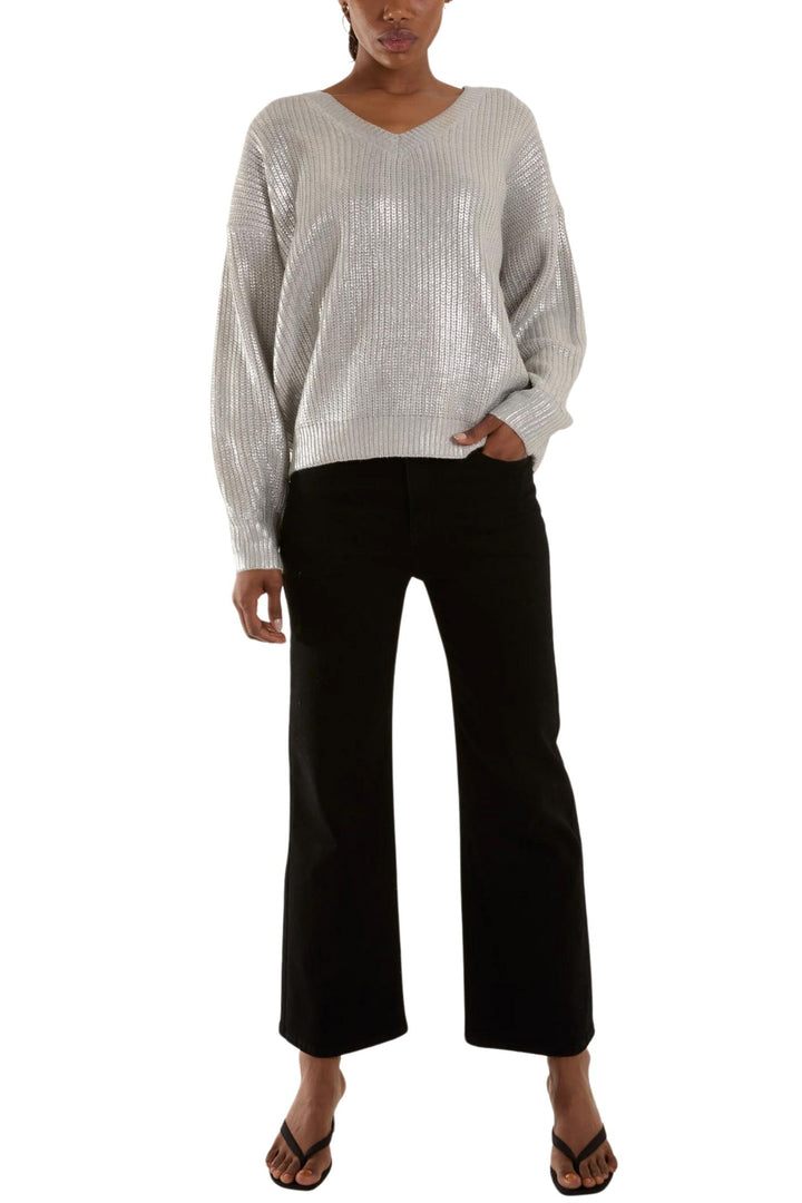 Metallic Silver Coated Knit Jumper