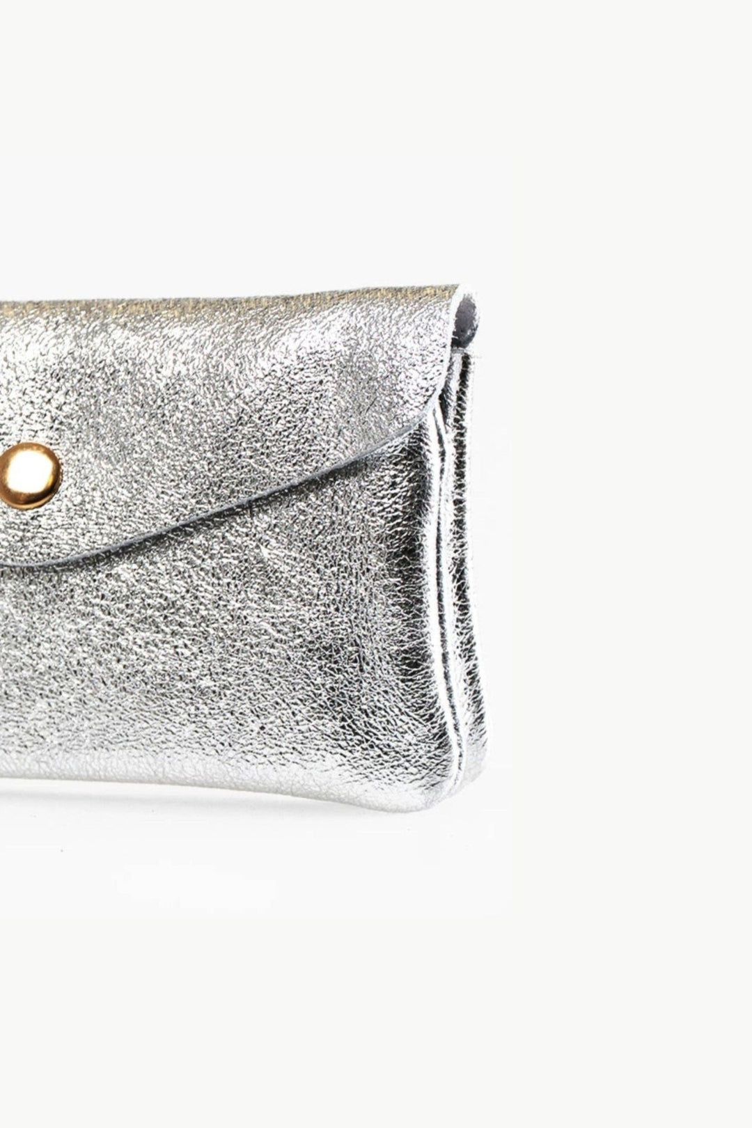 Metallic Silver Medium Leather Coin Purse
