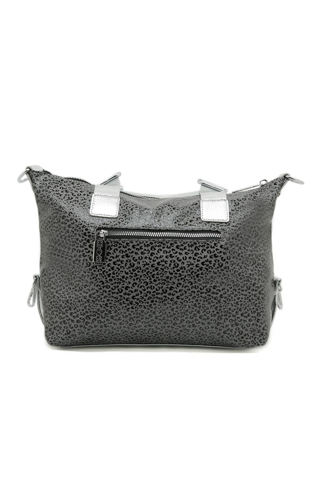 Metallic Slouchy Bag with Unique Eye Design in Silver