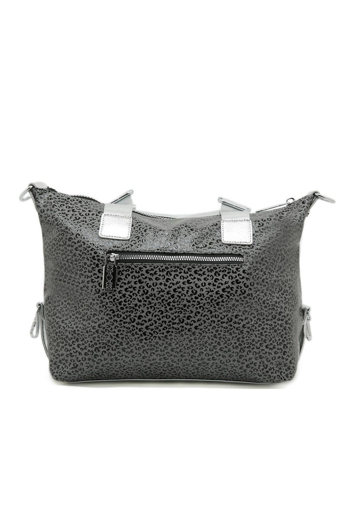 Metallic Slouchy Bag with Unique Eye Design in Silver