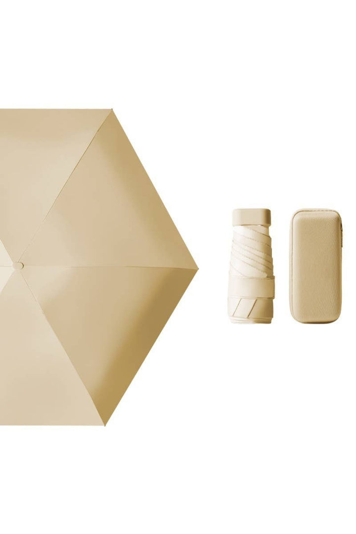 Mocha Mini Pocket Size UV Protected Umbrella with Free Case